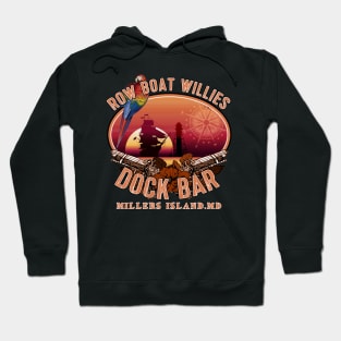 Row Boat Willies Dock Bar Millers Island Maryland Hoodie